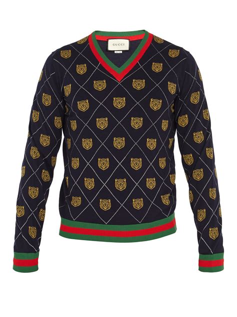 gucci tiger wool cardigan intarsia wool-blend cheap|GUCCI Crystal.